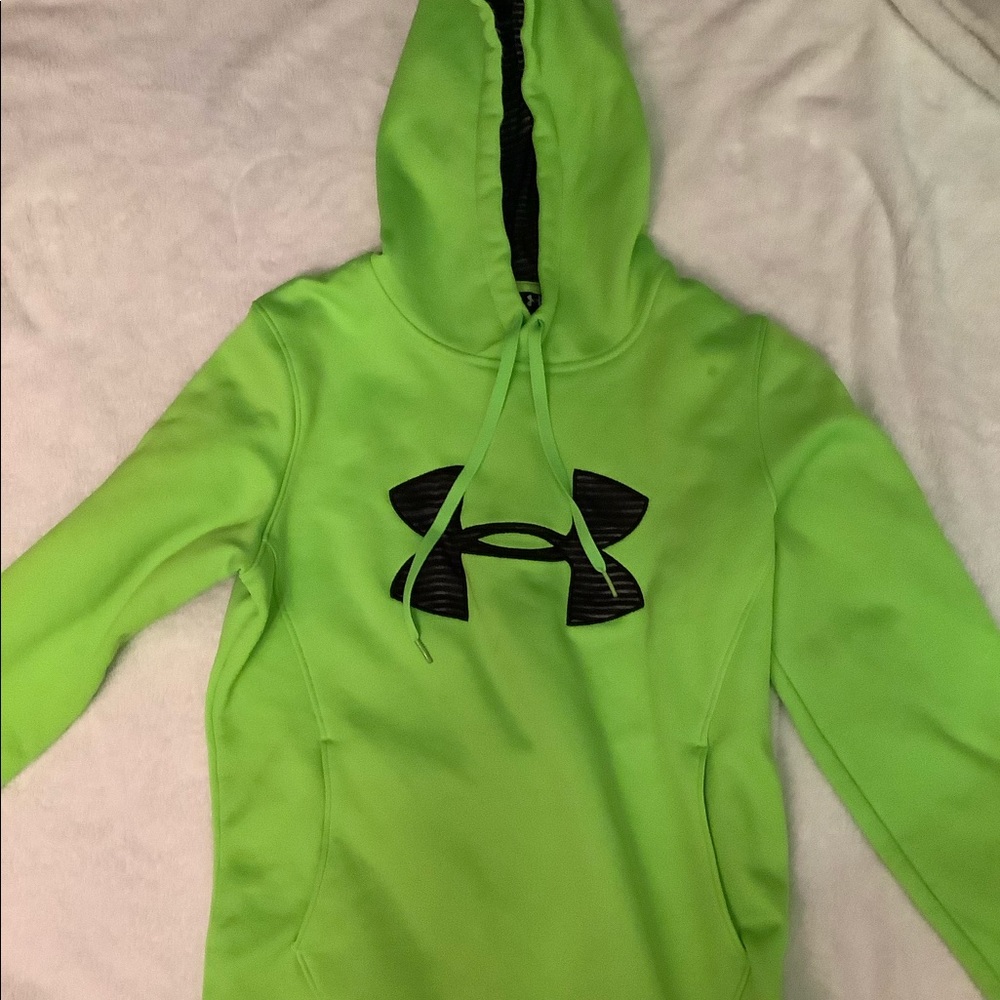 Boys medium Under Armour neon green hoodie